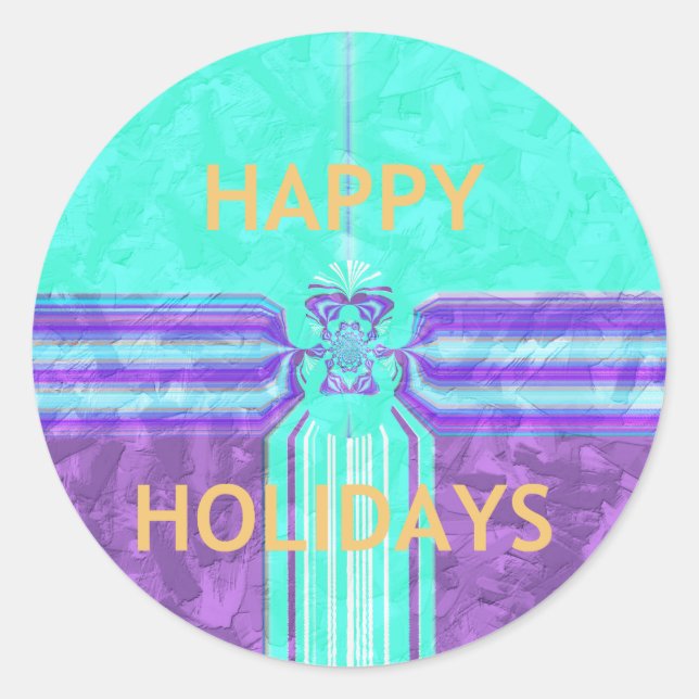 Schönes Happy Holidays Blue Cyan Vektordesign Runder Aufkleber (Vorderseite)