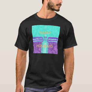 Schönes Happy Holidays Blue Cyan Vektordesign T-Shirt