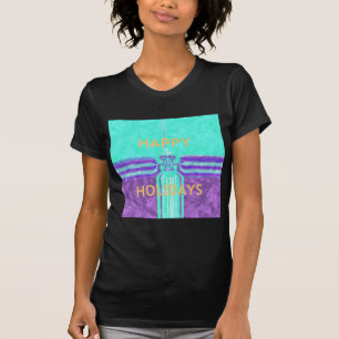 Schönes Happy Holidays Blue Cyan Vektordesign T-Shirt
