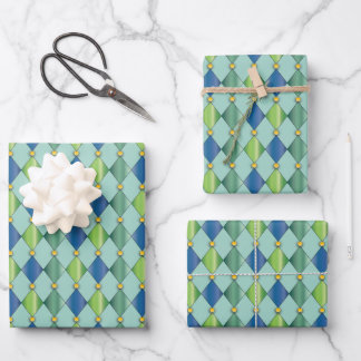 Schönes Harlequin Diamonds Wrapping Paper Geschenkpapier Set