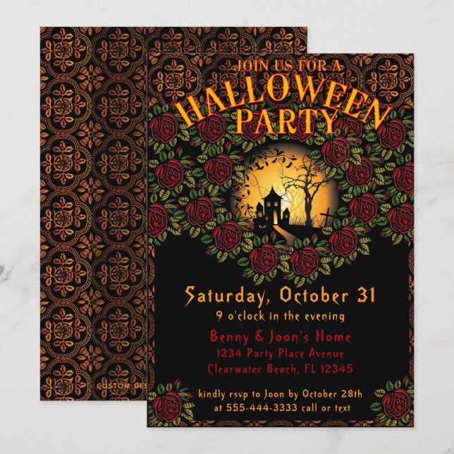 Schönes, haunting Eerie Halloween-Party Einladung (Vorne/Hinten)