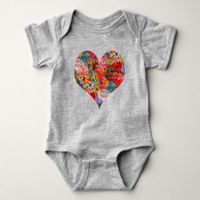 Schönes, helles, Abstraktes Blumenmuster Baby Strampler (Vorderseite)