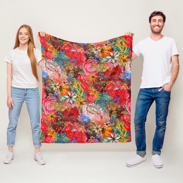 Schönes, helles, Abstraktes Blumenmuster Fleecedecke (Beispiel)