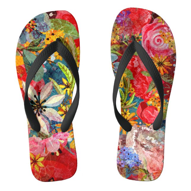 Schönes, helles, Abstraktes Blumenmuster Flip Flops (Fußbett)