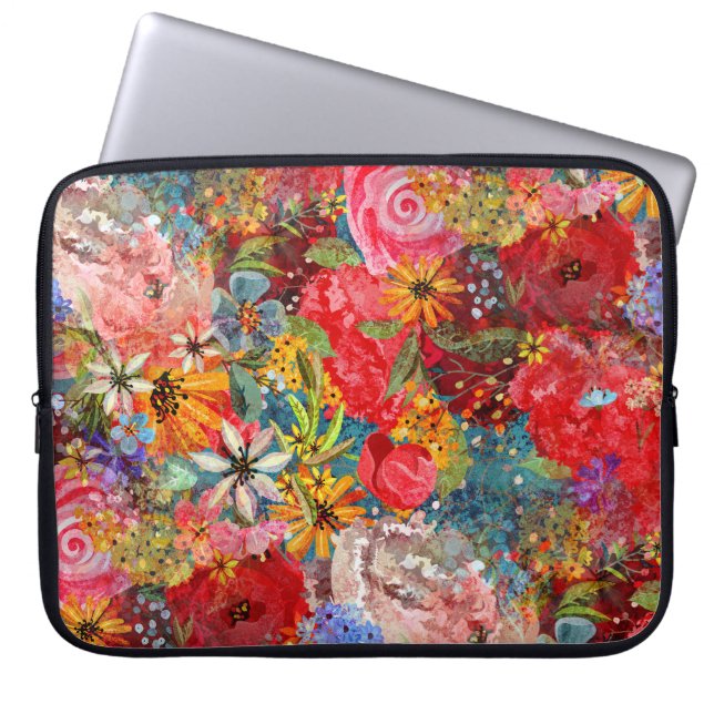Schönes, helles, Abstraktes Blumenmuster Laptopschutzhülle (Vorderseite)