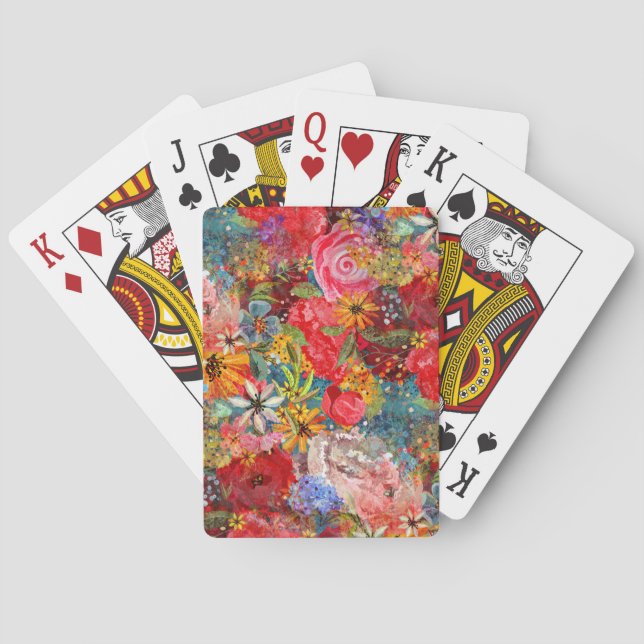 Schönes, helles, Abstraktes Blumenmuster Spielkarten (Rückseite)