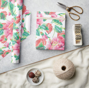 Schönes, helles Girly Pink Blume Muster Geschenkpapier