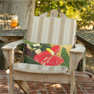 Schönes helles rotes Anthurium Blumenbild Kissen Für Draußen