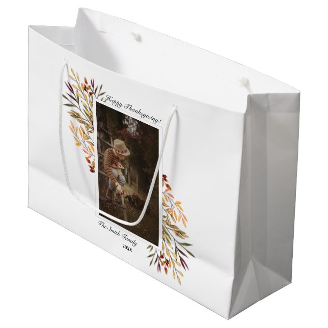 Schönes Herbst-Erntedank-Foto Große Geschenktüte (Vorderseite Schrägansicht)