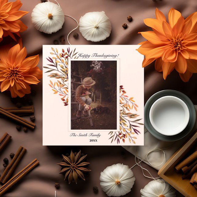 Schönes Herbst-Erntedank-Foto Magnetkarte (Cozy Autumn Happy Thanksgiving)