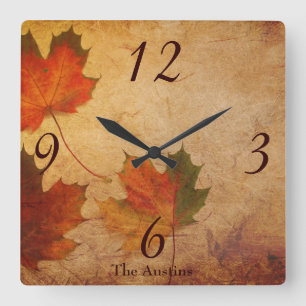 Schönes Herbstthema Quadratische Wanduhr