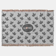 Schönes Herz Zuhause & Laurel Blätter auf Grau