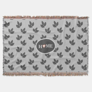 Schönes Herz Zuhause & Laurel Blätter auf Grau Decke