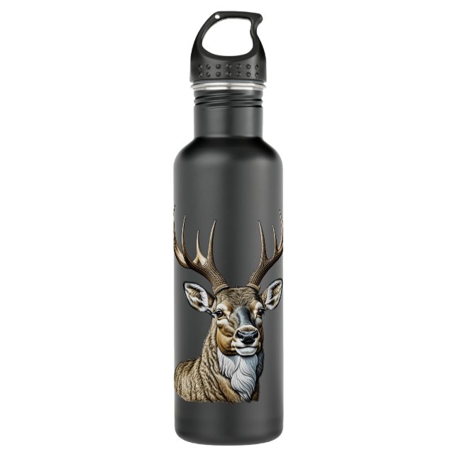 Schönes Hirsch mit Antlern Edelstahlflasche (Vorderseite)