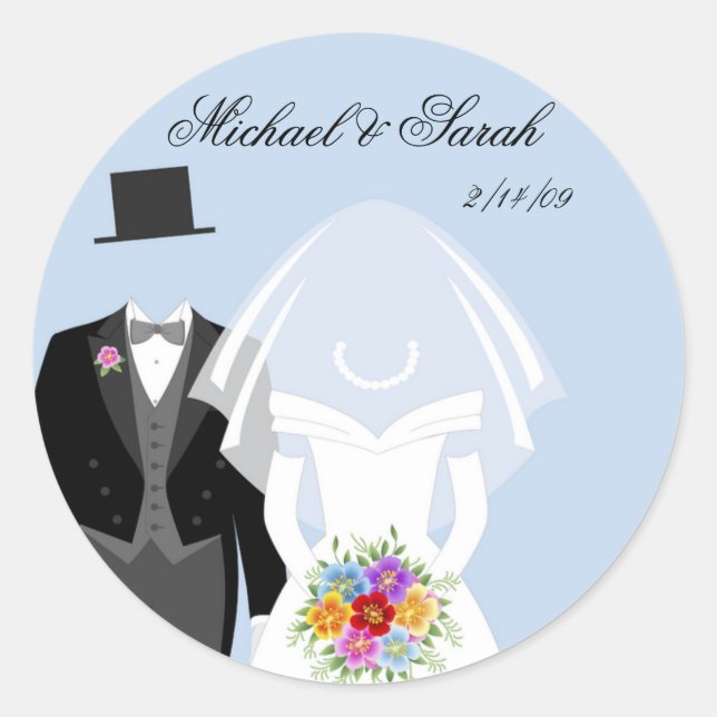 Schönes Hochzeitspaar auf Blue Stickers (Vorderseite)