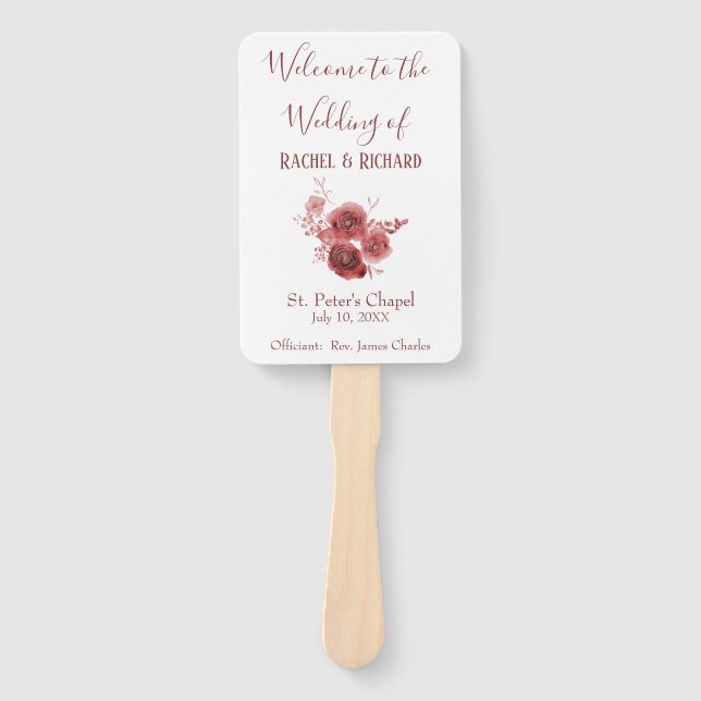 Schönes Hochzeitsprogramm für Wasserfarben Blume Fächer (Vorderseite)