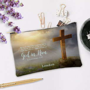 Schönes Holzkreuz Verse Personalisiert Zubehörtasche