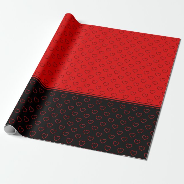 Schönes Hörmuster, rot und schwarz Geschenkpapier (Ungerollt)