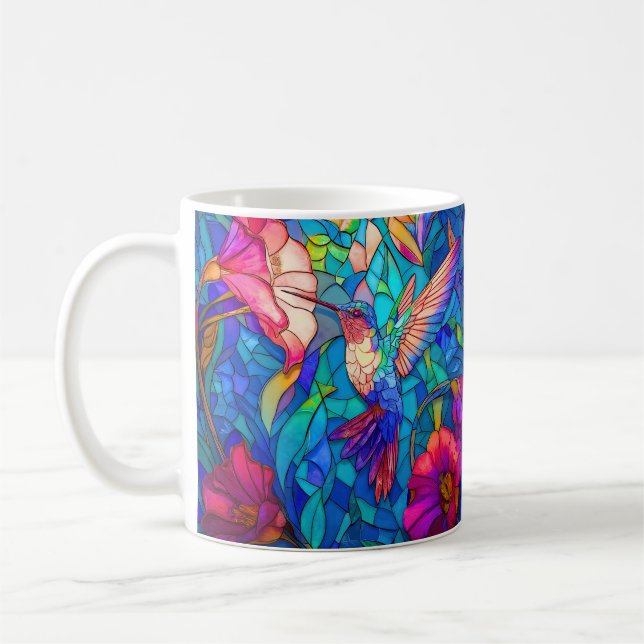 Schönes Hummingbird Flower Garden gesteinigt Glas Kaffeetasse (Links)