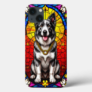 Schönes Hundeporträt in Buntglas-Kunstwerk Case-Mate iPhone Hülle