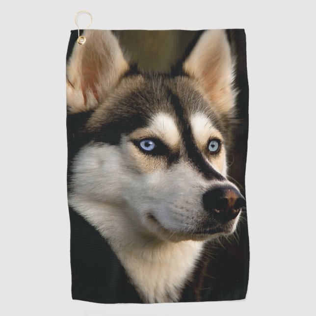 Schönes Husky Throw Kissen Golfhandtuch (Vorderseite)