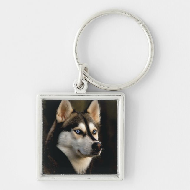 Schönes Husky Throw Kissen Schlüsselanhänger (Vorne)