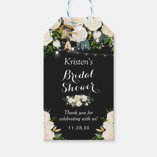 Schönes Ivory White Floral Brautparty Gefallen Geschenkanhänger (Vorderseite)