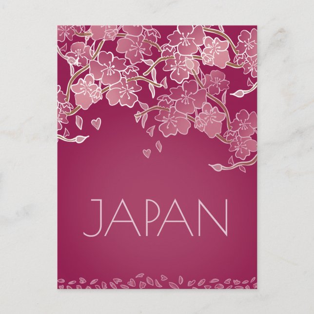 Schönes Japan Sakura Blume Hand Illustriert Postkarte (Vorderseite)