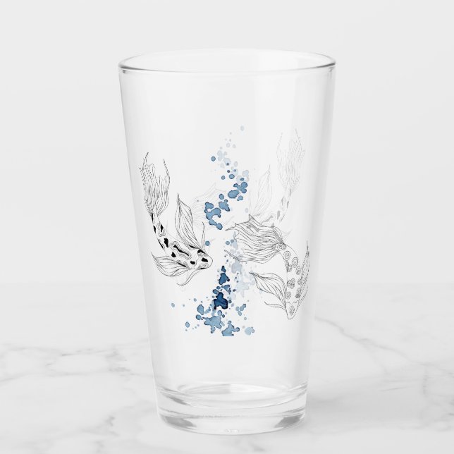 Schönes japanisches Koi Fish Schwimmen Glas (Vorderseite)