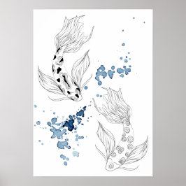Schönes japanisches Koi Fish Schwimmen Poster