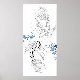 Schönes japanisches Koi Fish Schwimmen Poster