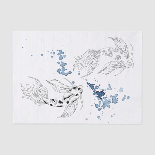 Schönes japanisches Koi Fish Schwimmen Seidenpapier (Vorderseite)