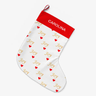 Schönes Joy Heart Pattern Großer Weihnachtsstrumpf