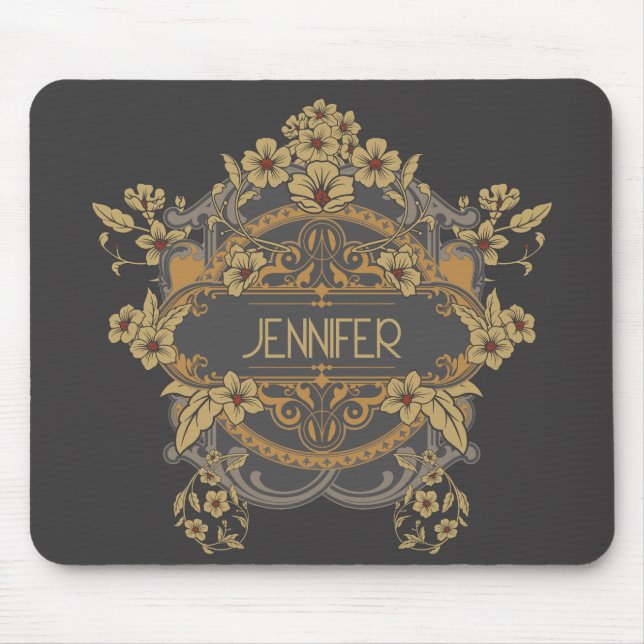 Schönes Jugendstil-Design mit Blume Mousepad (Vorne)
