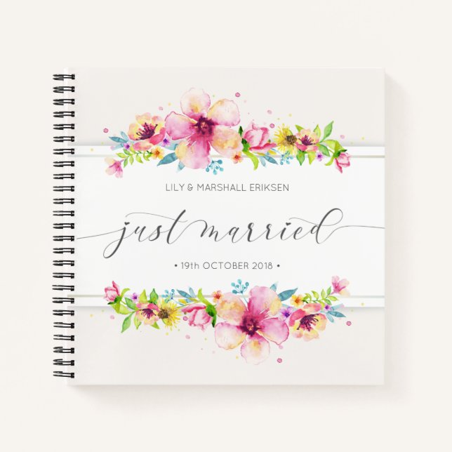 Schönes Just Married Wedbook Notizbuch (Vorderseite)