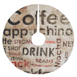 Schönes Kaffee-Espresso Cappucino Muster Polyester Weihnachtsbaumdecke