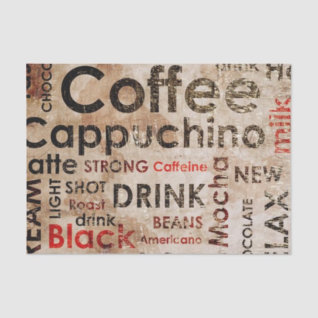 Schönes Kaffee-Espresso Cappucino Muster Seidenpapier (Vorderseite)