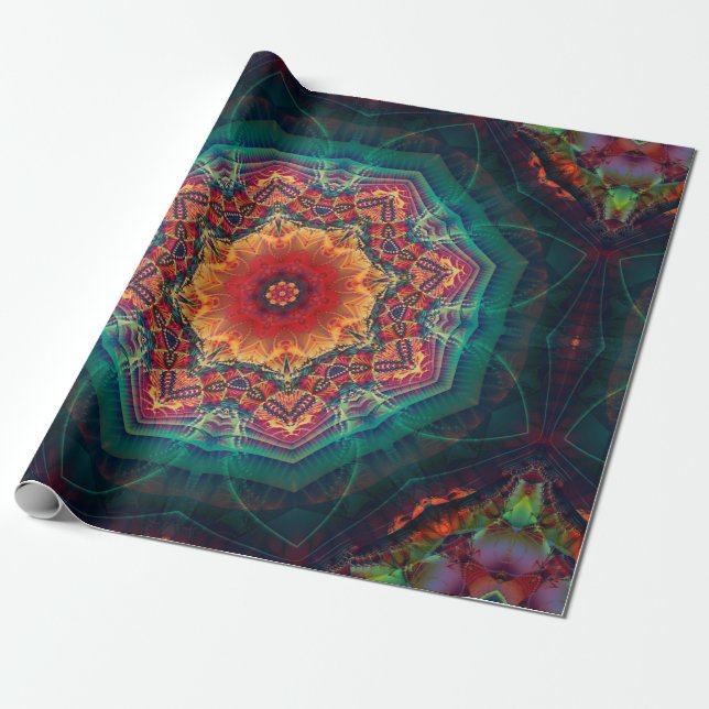 Schönes Kaleidoskop, mehrfarbige Blume Geschenkpapier (Ungerollt)