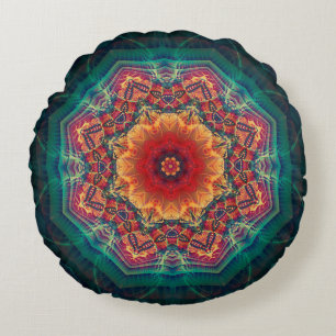Schönes Kaleidoskop, mehrfarbige Blume Rundes Kissen