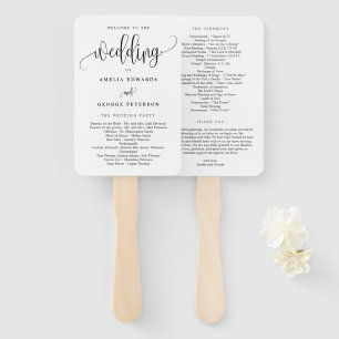 Schönes kalligrafisches Hochzeitsprogramm für FARB Fächer