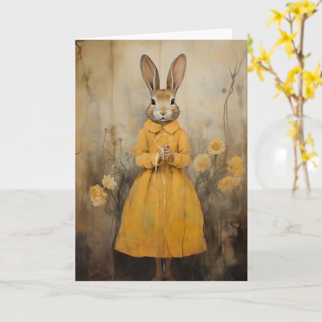 Schönes Kaninchen in gelben jeden Anlässen Karte (Gelbe Blume)