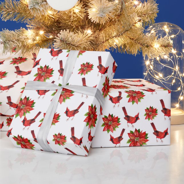 Schönes Kardinal- und Poinsettienwackelpapier Geschenkpapier (Feiertage)