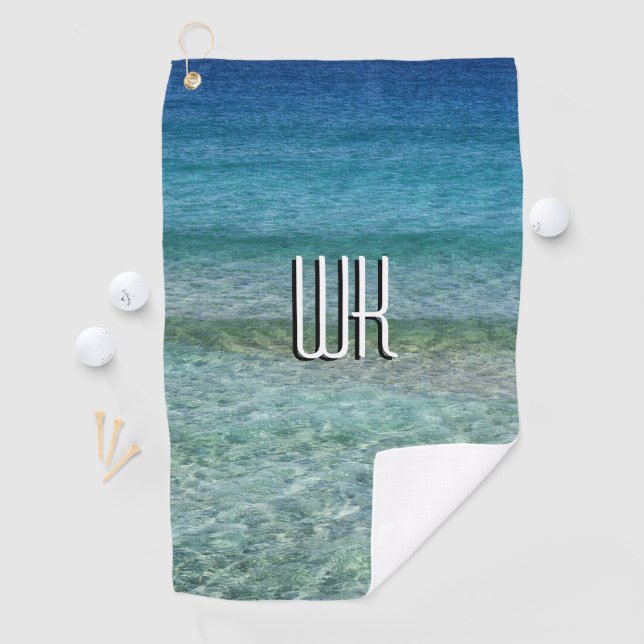 Schönes Karibisches Meer Mit Monogramm Golfhandtuch (Insitu)