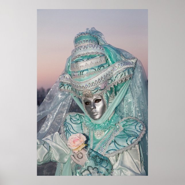 Schönes Karnevalskostüm, Venedig Poster (Vorne)