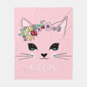 Schönes Katzengesicht Meow, Kitty Lover Geschenk, Fleecedecke