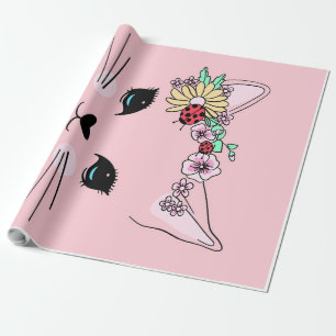 Schönes Katzengesicht Meow, Kitty Lover Geschenk, Geschenkpapier