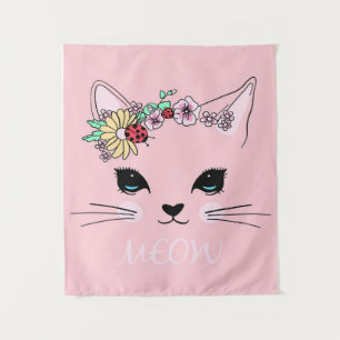 Schönes Katzengesicht Meow, Kitty Lover Geschenk, Wandteppich