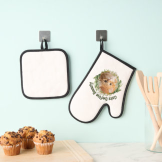 Schönes Katzenküchenhandtuch – Süßes Geschenk für Ofenhandschuh & Topflappen-Set