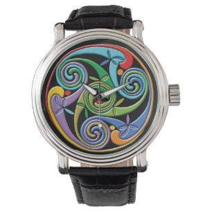 Schönes keltisches Mandala mit bunten Wirbel Armbanduhr
