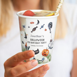 Schönes Kindergeburtstag Wasserfarbe Halloween Pappbecher
